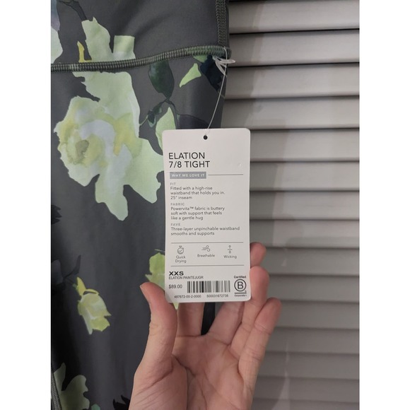 NWT Athleta Elation 7/8 Tight Green Floral XXS - Picture 2 of 5